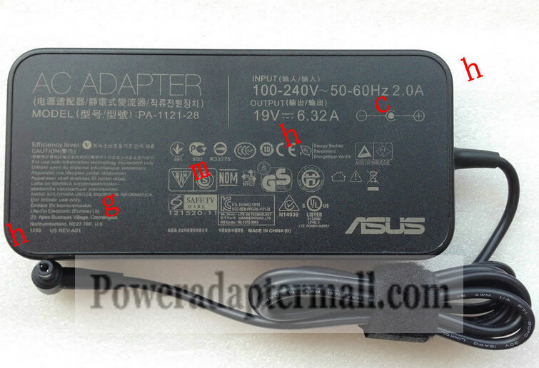 19V 6.32A 120W ASUS PA-1121-28 N76VZ-QB71 Notebook AC Adapter - Click Image to Close